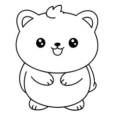 Fototapeta premium Vector illustration of a cute Kawaii doodle for kids coloring worksheet