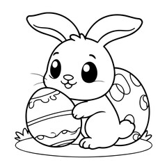 Simple vector illustration of Bunny drawing for kids colouring page
