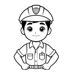 Cute vector illustration Foreman colouring page for kids