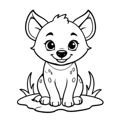 Cute vector illustration Hyena drawing for kids colouring activity