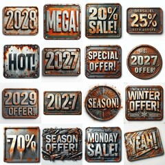 Obraz premium Sale label Metal grunge and rusty. AI generated illustration