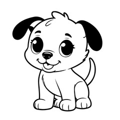 Vector illustration of a cute Puppy doodle for children worksheet