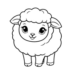 Cute vector illustration Sheep drawing for toddlers coloring activity