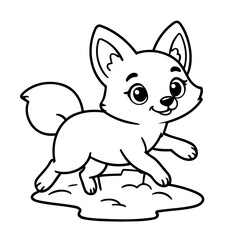 Cute vector illustration Coyote drawing for kids page