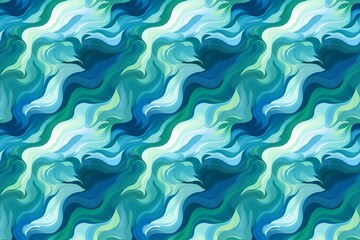 Abstract wavy pattern in blue and green, resembling digital water waves