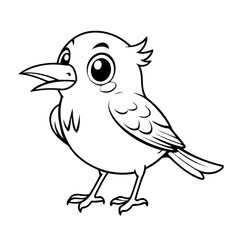 Cute vector illustration Bird drawing for toddlers colouring page