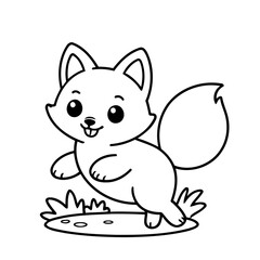 Simple vector illustration of Fox outline for colouring page