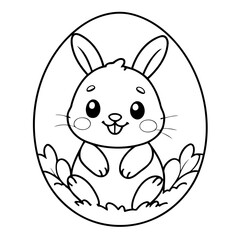 Simple vector illustration of Bunny hand drawn for toddlers