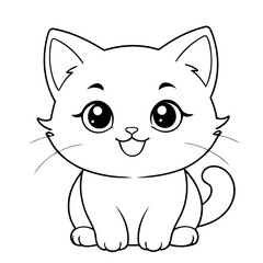 Simple vector illustration of Kitten drawing for toddlers book
