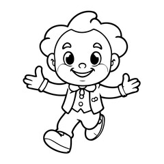 Simple vector illustration of Joker drawing for toddlers colouring page