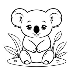 Cute vector illustration Koala drawing for toddlers colouring page