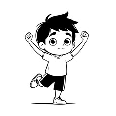 Vector illustration of a cute Boy drawing for kids colouring page