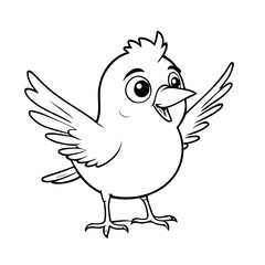 Cute vector illustration Bird doodle black and white for kids page