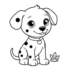 Vector illustration of a cute Dalmatian doodle for children worksheet