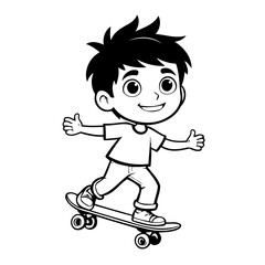 Simple vector illustration of Boy drawing for kids page