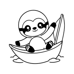 Simple vector illustration of Sloth drawing for toddlers colouring page