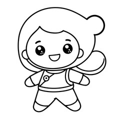 Fototapeta premium Vector illustration of a cute Kawaii drawing for kids colouring page