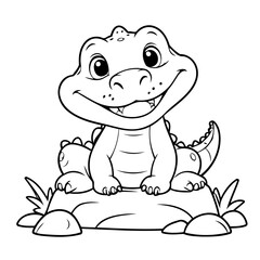 Simple vector illustration of Crocodile drawing for toddlers colouring page