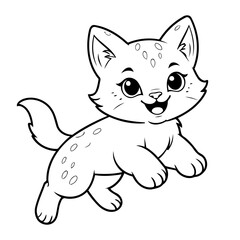 Simple vector illustration of Lynx hand drawn for toddlers
