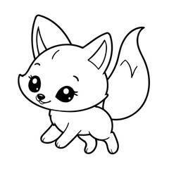 Fototapeta premium Simple vector illustration of Fox doodle for toddlers worksheet