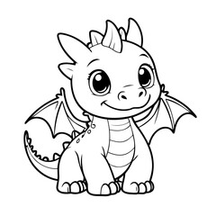 Vector illustration of a cute Dragon doodle for toddlers coloring activity
