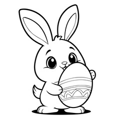 Simple vector illustration of Bunny hand drawn for kids coloring page