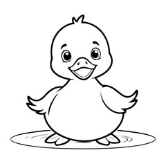 Simple vector illustration of Duck for kids coloring page