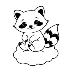 Cute vector illustration Raccoon drawing for toddlers book