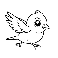 Vector illustration of a cute Sparrow doodle for children worksheet