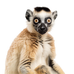Fototapeta premium A ring-tailed lemur is seated in front of a Png background, a Beaver Isolated on a whitePNG Background