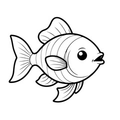 Simple vector illustration of Fish drawing for toddlers colouring page
