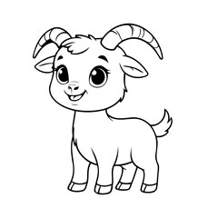 Simple vector illustration of Goat drawing colouring activity