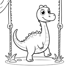 Simple vector illustration of Brachiosaurus drawing for children page
