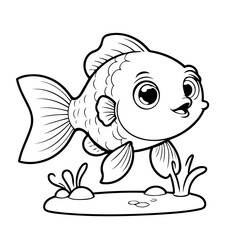 Cute vector illustration Guppy drawing for kids colouring page