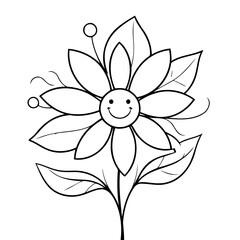 Cute vector illustration Flower for children colouring activity