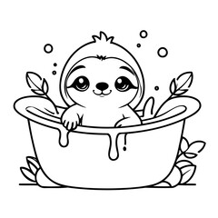 
Cute vector illustration Sloth for toddlers colouring page