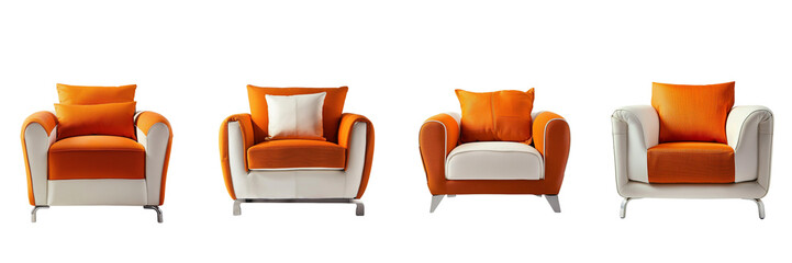 Set of A color modern armchair on a transparent background 
