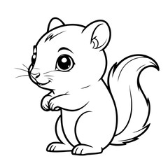 Cute vector illustration Chipmunk doodle colouring activity for kids