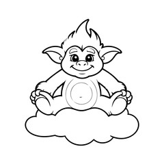Simple vector illustration of Troll drawing for kids page