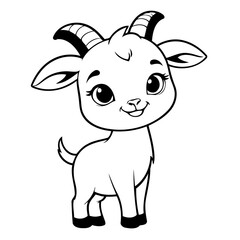 Cute vector illustration Goat doodle for toddlers colouring page