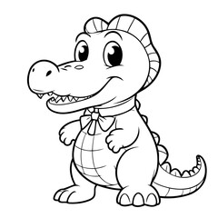Simple vector illustration of Alligator drawing for toddlers colouring page