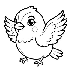 Vector illustration of a cute Sparrow drawing for toddlers colouring page