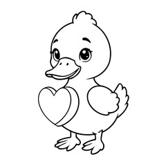 Vector illustration of a cute Duck doodle for kids colouring page