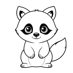 Cute vector illustration Raccoon for children colouring activity