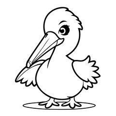 Cute vector illustration Pelican doodle for toddlers colouring page