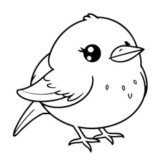 Vector illustration of a cute Bird drawing for colouring page
