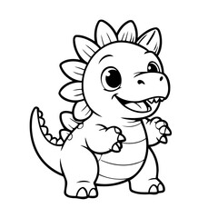 Cute vector illustration Stegosaurus drawing for kids colouring page