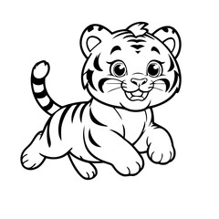 Cute vector illustration Tiger for kids colouring worksheet