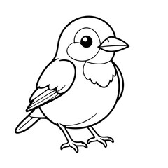 Vector illustration of a cute Robin doodle for toddlers worksheet