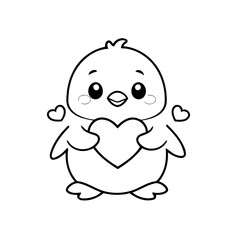 Cute vector illustration Penguin drawing for kids page